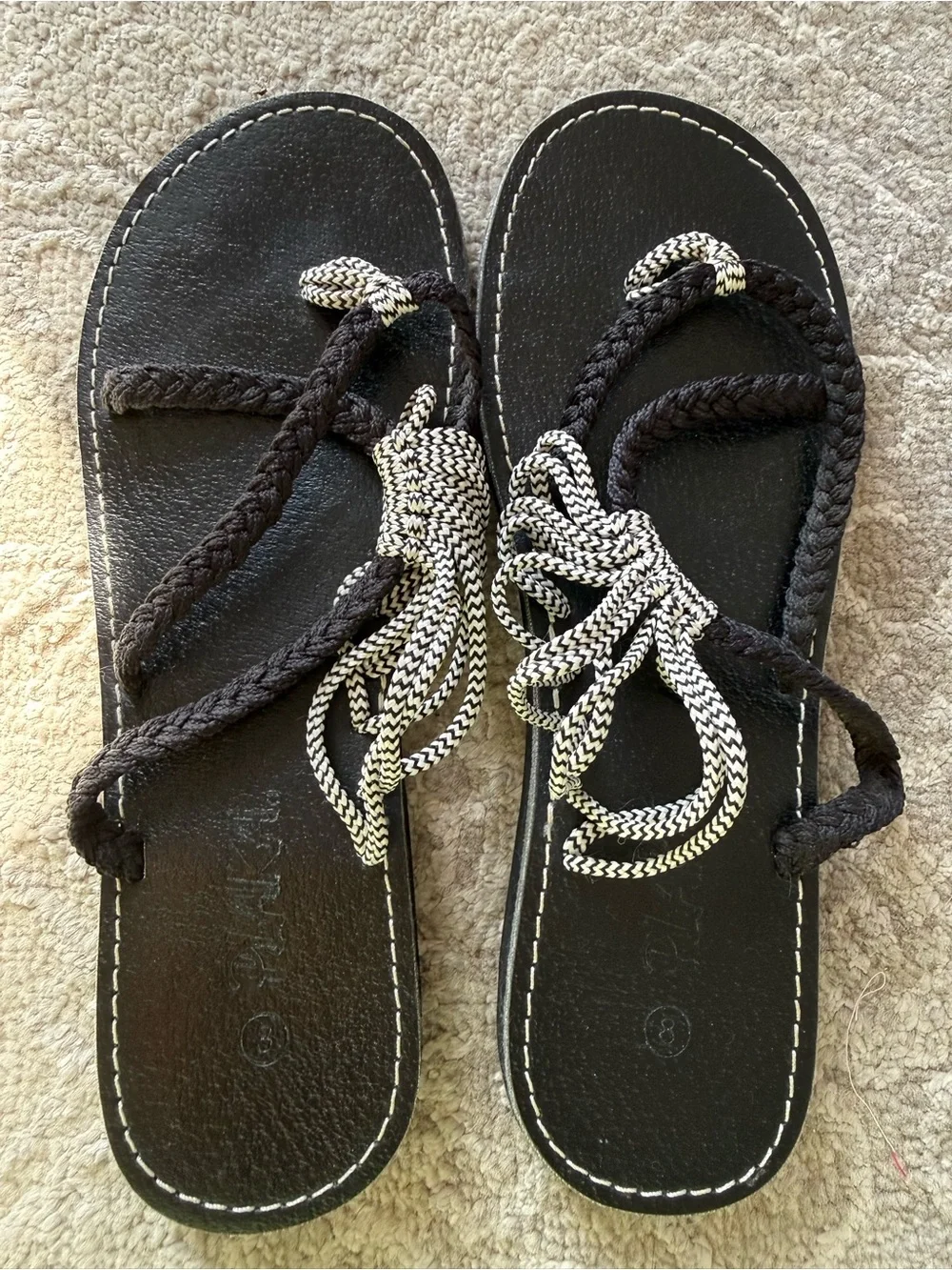 Bundle of 2 Plaka Women’s Braided Fringe Sandals in Black and Olive - Picture 3 of 5